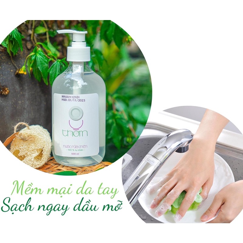 Nước rửa chén hữu cơ Tám thơm (combo 2 chai 500ml) - bảo vệ da tay &amp; môi trường | Bột Natural