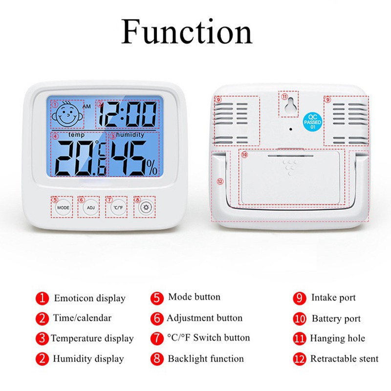 Nhiệt Kế Điện Tử Màn Hình LCD Cảm Biến Đo Độ Ẩm Và Nhiệt Độ Trong Nhà