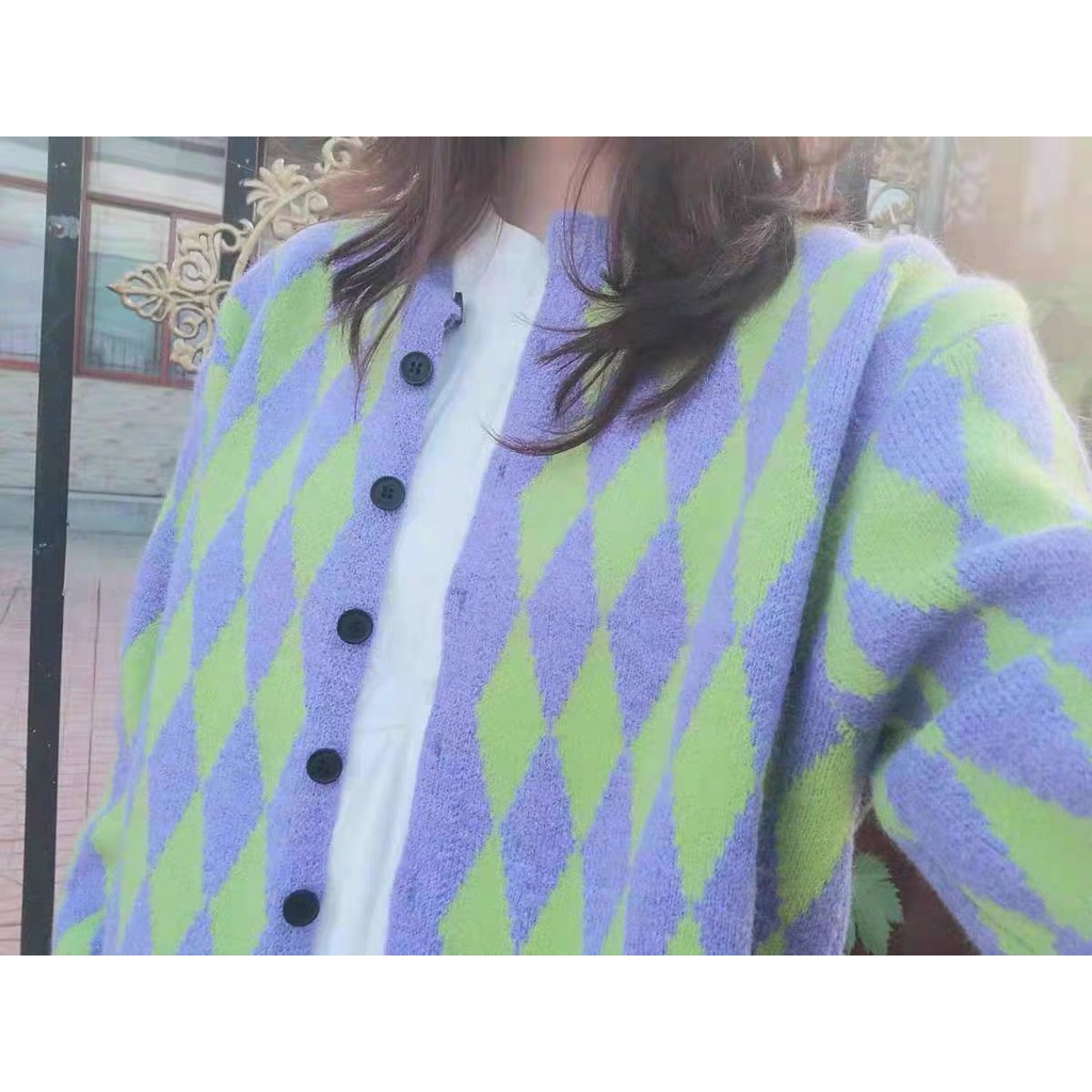 Áo khoác cardigan ô quả trám - AC-G06