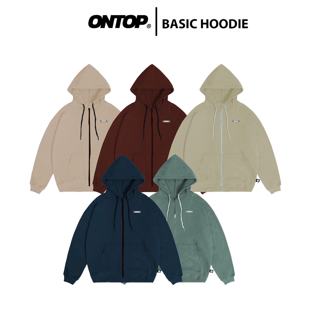 Áo hoodie zip local brand chính hãng ONTOP nhiều màu - Basic Hoodie O18-HD1