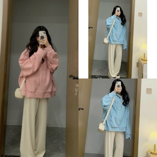 Bộ Nỉ Trơn Quần Suông Ống Rộng 2 Xanh, Hồng