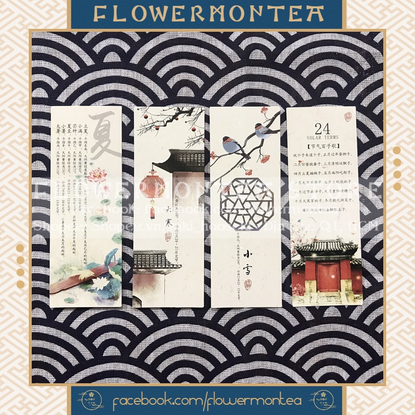 Set 6 Thẻ Đánh Dấu Sách | Bookmark Giấy FwMnT - 24 Tiết Khí