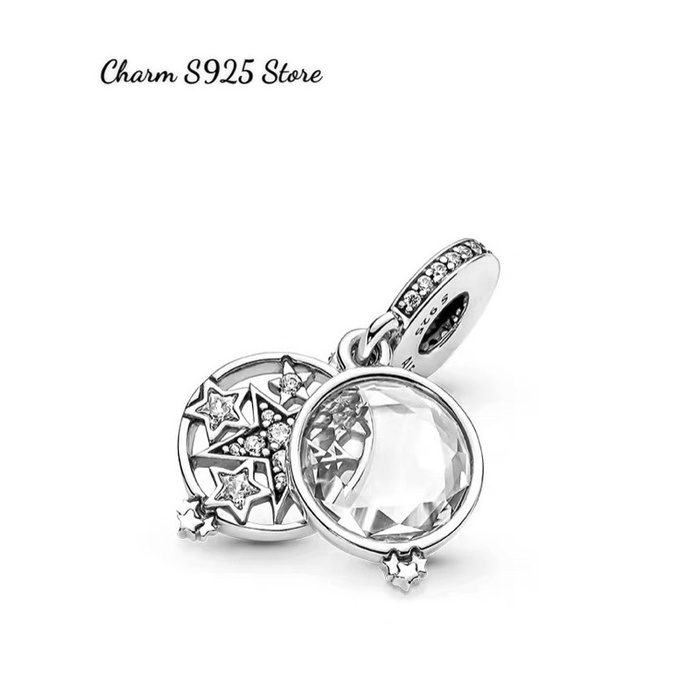 charm pan treo ngôi sao đính đá trắng bạc s925 cao cấp
