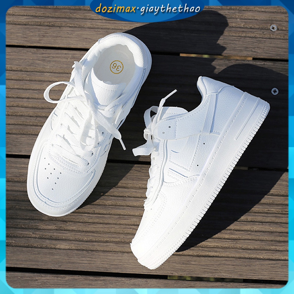 Giày thể thao sneaker nam nữ chất liệu da dễ làm sạch đế cao 3cm chống trơn trượt size 35-43
