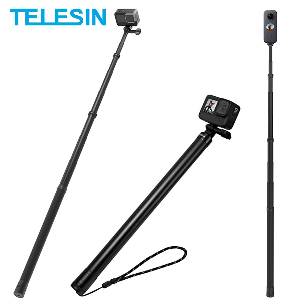 Gậy chụp ảnh Telesin 3M 2.7M bằng sợi carbon dành cho GoPro Hero 10 9 8 7 Max Insta360 One X2/ X/R Osmo Action