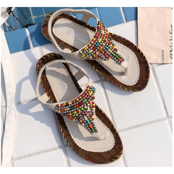 D127- Sandals nữ xỏ ngón thổ cẩm, dép xỏ ngón thời trang đi biển