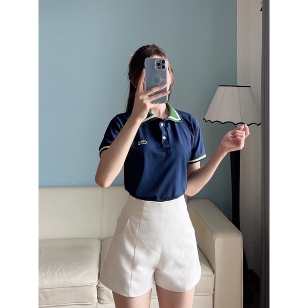 Áo POLO xanh than cổ xanh