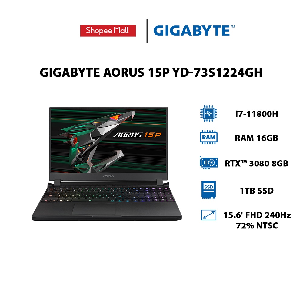 Laptop Gigabyte AORUS 15P YD-73S1224GHi7-11800H|16GB|GeForce RTX 3080 8GB|15.6'FHD 240Hz