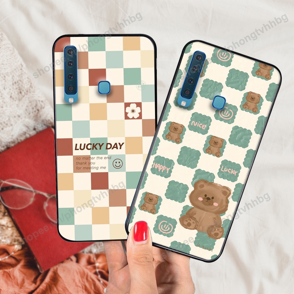 Ốp lưng Samsung A7 2018 / A9 2018 in mẫu gấu bo viền , smile mặt cười cực cute đẹp
