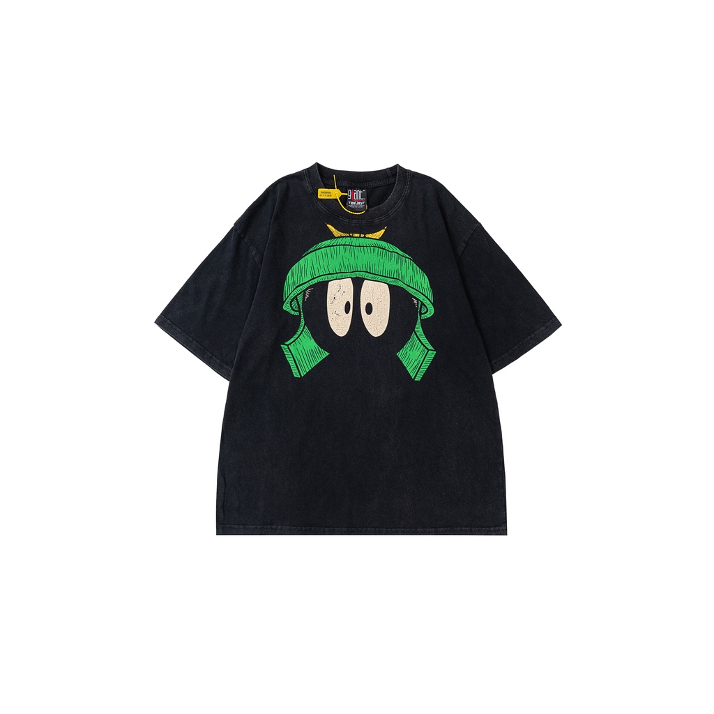 Vintage Tee American Washed Distressed Vintage Torn Print High Street Short Sleeve T-Shirt