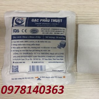 COMBO 10 gói GẠC Y TẾ PHẪU THUẬT AN LÀNH  10cmx10cmx8 lớp TÚI 10C