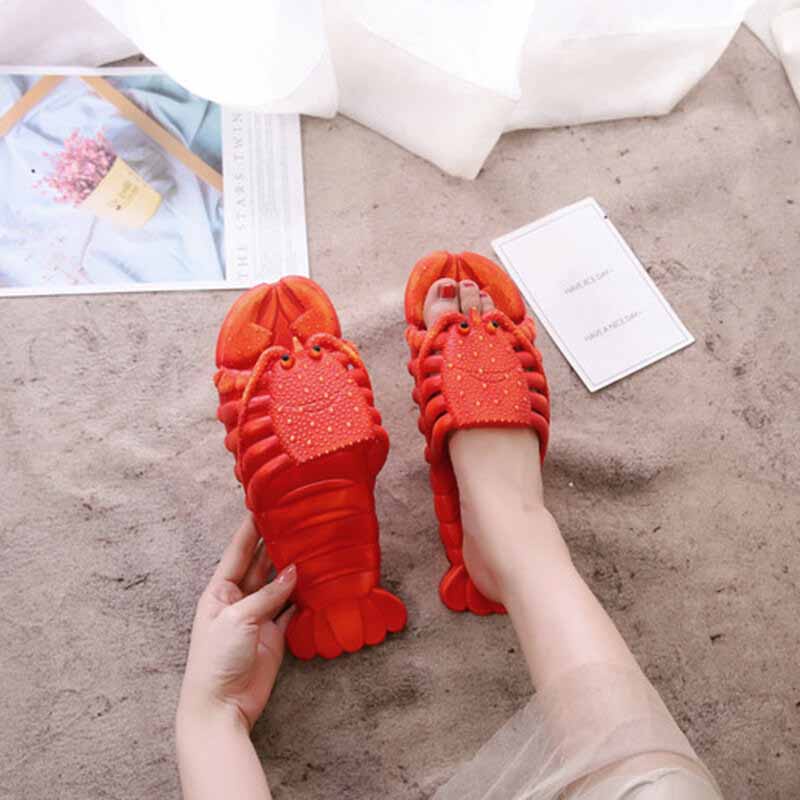 Dép Kẹp Ngón Mềm Hình Tôm Hùm Vui Nhộn Sáng Tạo Chống Thấm Nước Đi Biển Mùa Hè Cho Nam Và Nữ