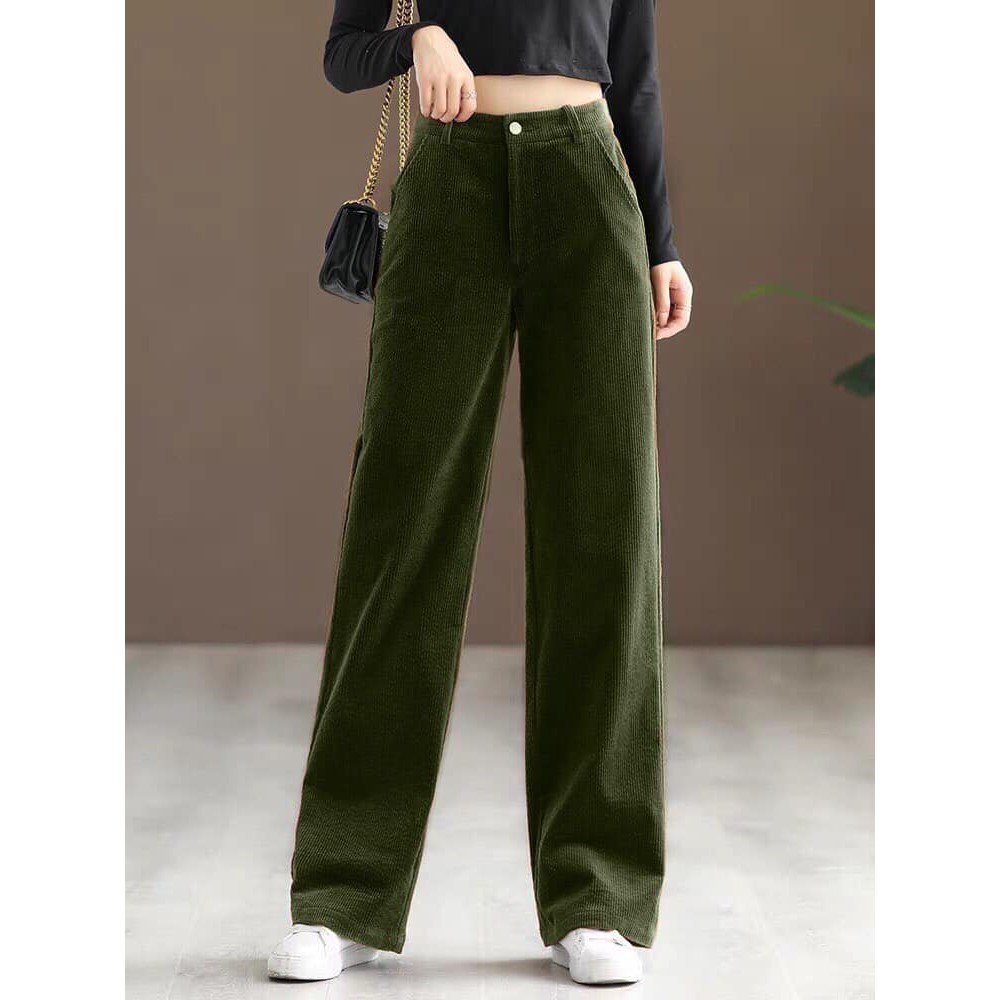 Quần Ống Suông Nữ, Quần Nhung Tăm Nữ Ống Rộng Lưng Cao Có Khóa Kéo Hàng Cao Cấp Đủ Size Màu Cơ Bản Dễ Phối Đồ. | BigBuy360 - bigbuy360.vn