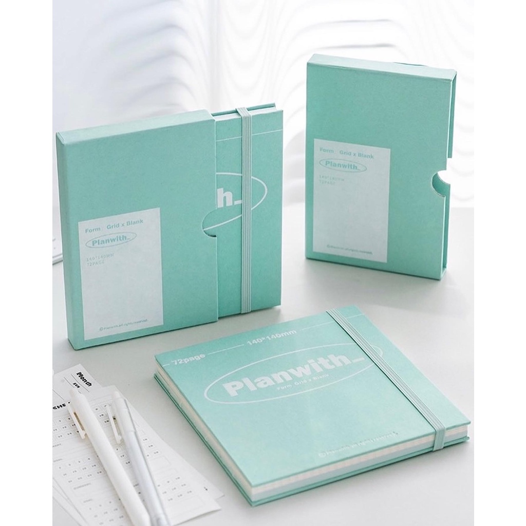 Sổ May Gáy PLANWITH Giấy 100Gsm Thương hiệu RosyPosy Form Vuông