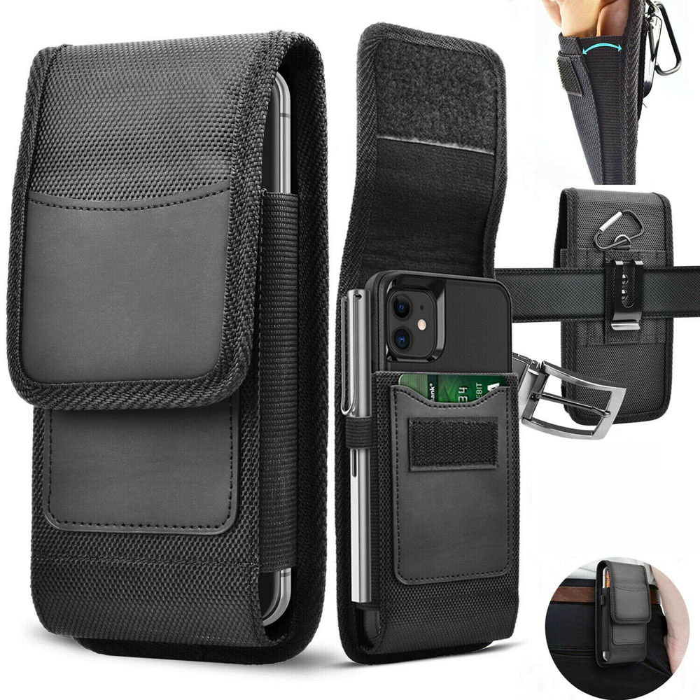 NORMAN Black Phone Pouch Vertical Cell Phone Holster Mobile Phone Bags Holster Pouch Nylon For Phone Waist Bag With Belt Clip Pouch Wallet Case/Multicolor