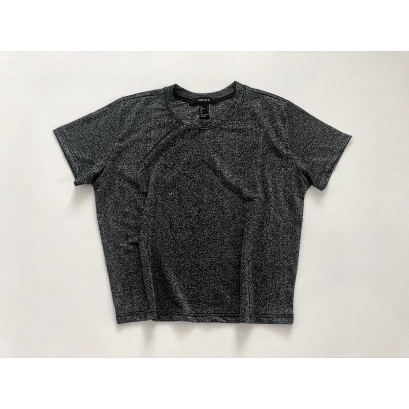 Áo croptop ôm thun kim tuyến ánh nhũ trơn màu