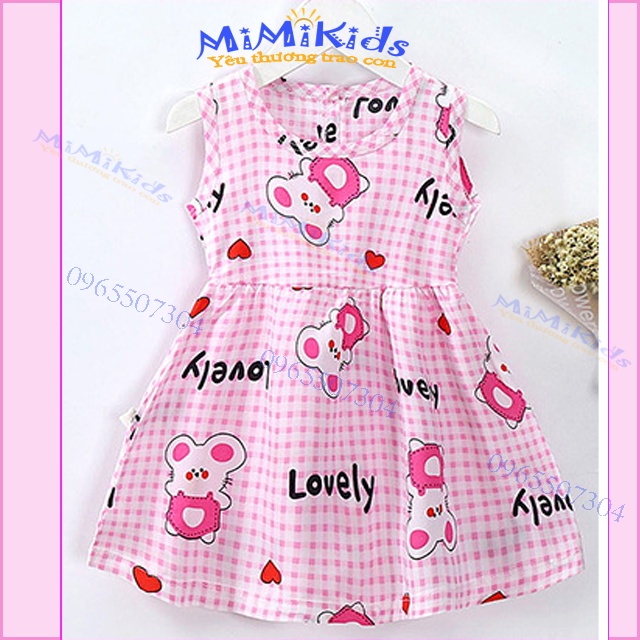 Váy bé gái / Đầm bé gái sát nách 6-8 tuổi, chất lanh lụa thoáng mát