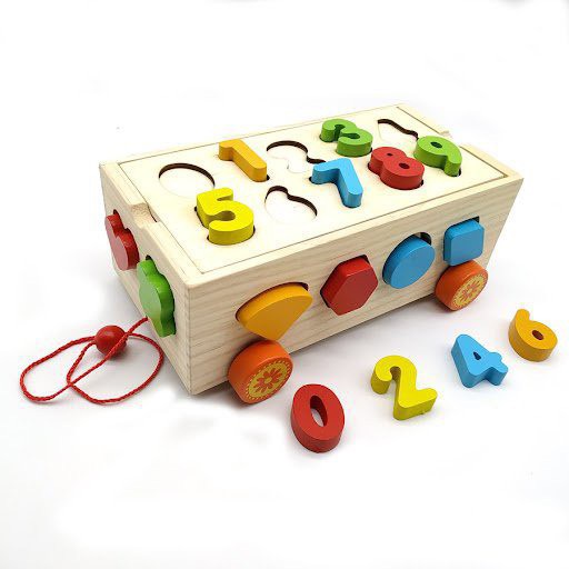 Đồ chơi gỗ xe ô tô thả số và hình khối , có bánh xe di chuyển, nhiều màu sắc phù hợp cho các bé từ 1 2 3 4 tuổi Bkid21