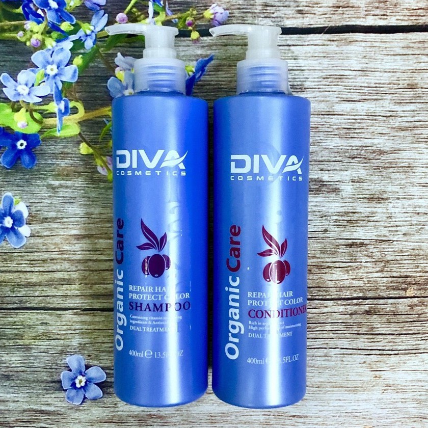 (MẪU MỚI 2019) Dầu gội xả DIVA ORGANIC CARE phục hồi và bảo vệ màu nhuộm 500mlx2