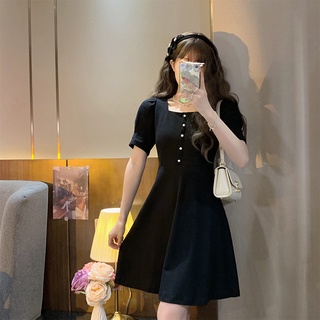 Đầm Tiểu Thư Tay Bồng Đen, Váy Hot Girl Mini Basic
