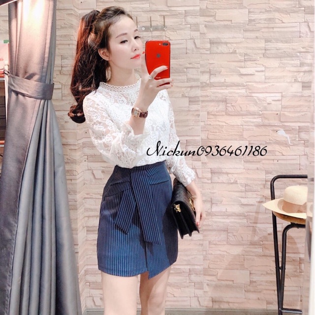 Chân váy vạt nơ