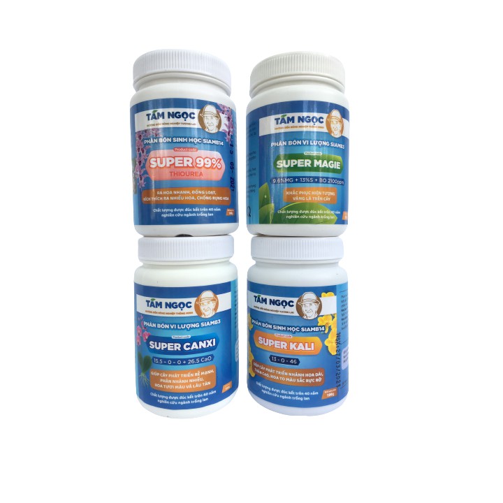 Bộ Tứ Super Thầy Tám Ngọc Super Kali - Super Canxi - Super Magie & Super 99 - 100g/4hũ