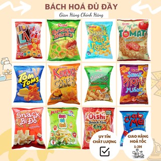 Bánh snack Oishi các loại, bim bim Oishi đủ loại cua, bắp, mực, phô mai, bí đỏ, hành, chay,..Bách hoá đủ đầy