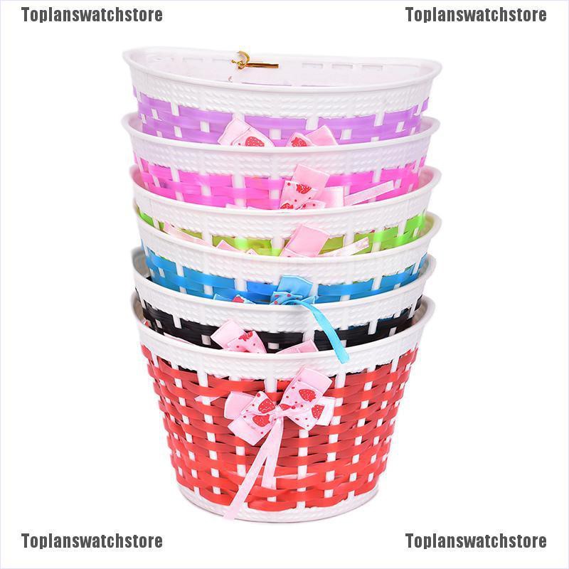 1 Giỏ Xe Đạp Nhựa Đính Nơ Trước Handmade Cho Bé