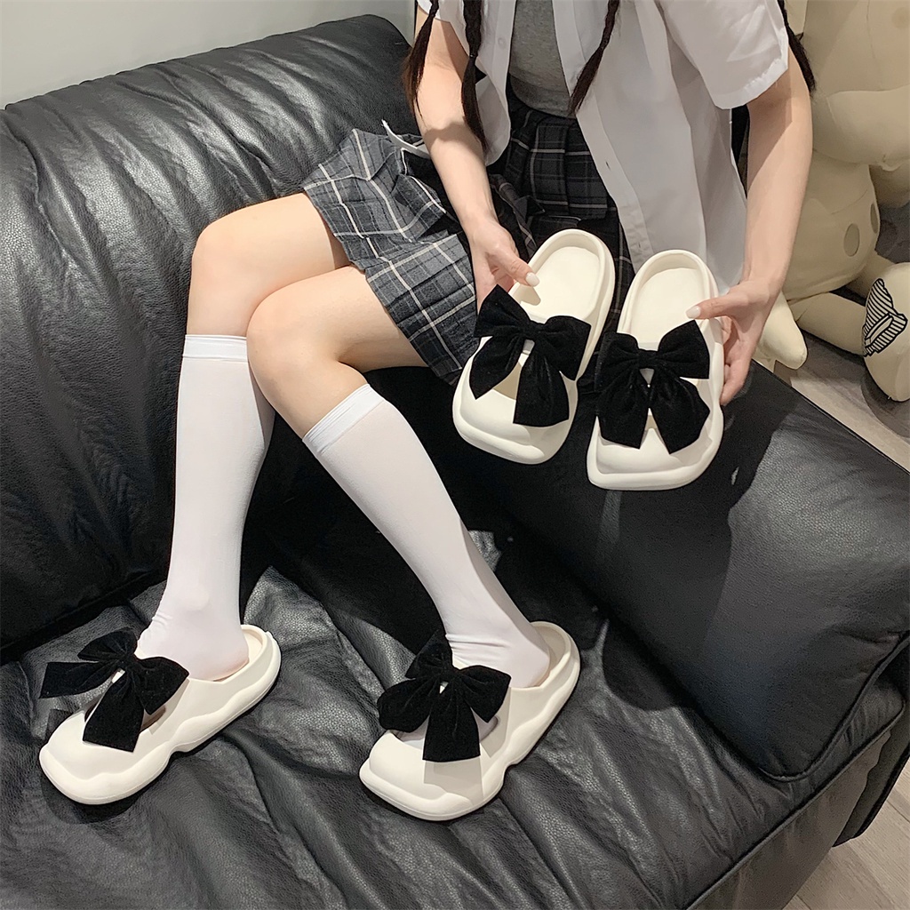 Dép bánh mỳ nữ, Dép sục nơ nhung xinh xắn