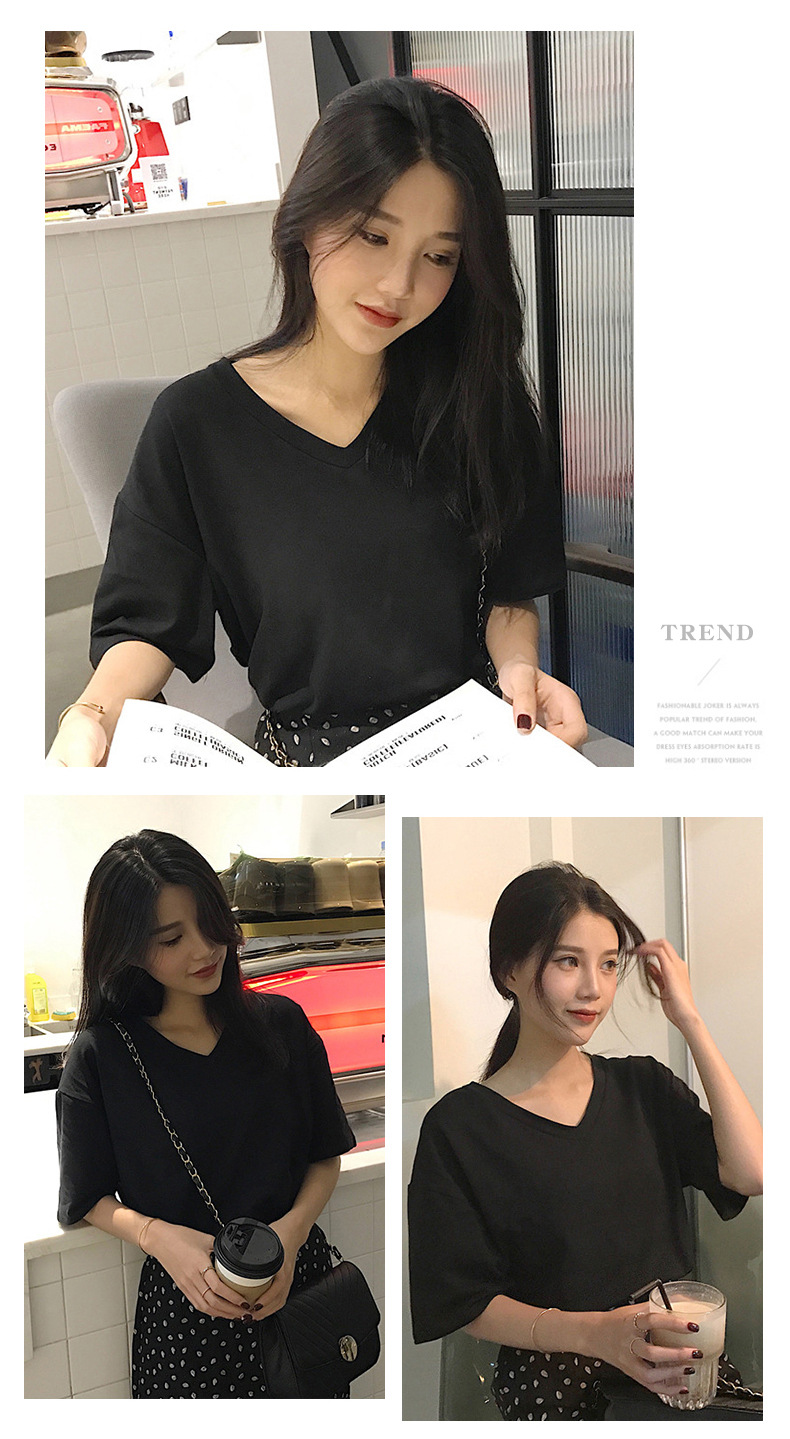 2021 short-sleeved T-shirt women's trendy summer new sexy thin student solid color loose top tees | BigBuy360 - bigbuy360.vn