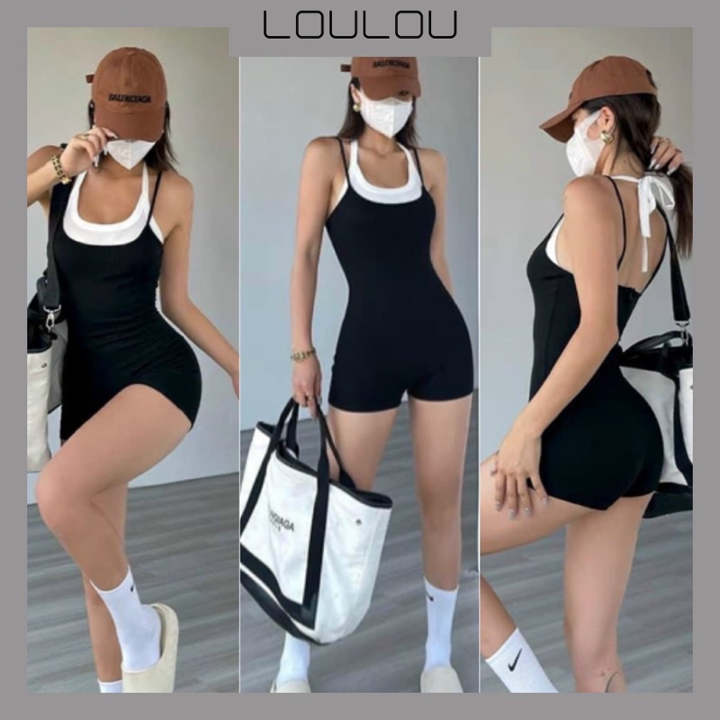 Jumsuit Ngố Phối Yếm Cột Phong Cách Ulzzang S27