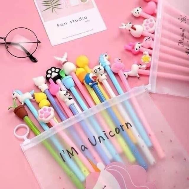 Set 20 bút bi cute kèm túi /combo 20 set bút bi nước kèm túi ngộ nghĩnh/ Set 20 chiếc Bút bi nước AIHAO