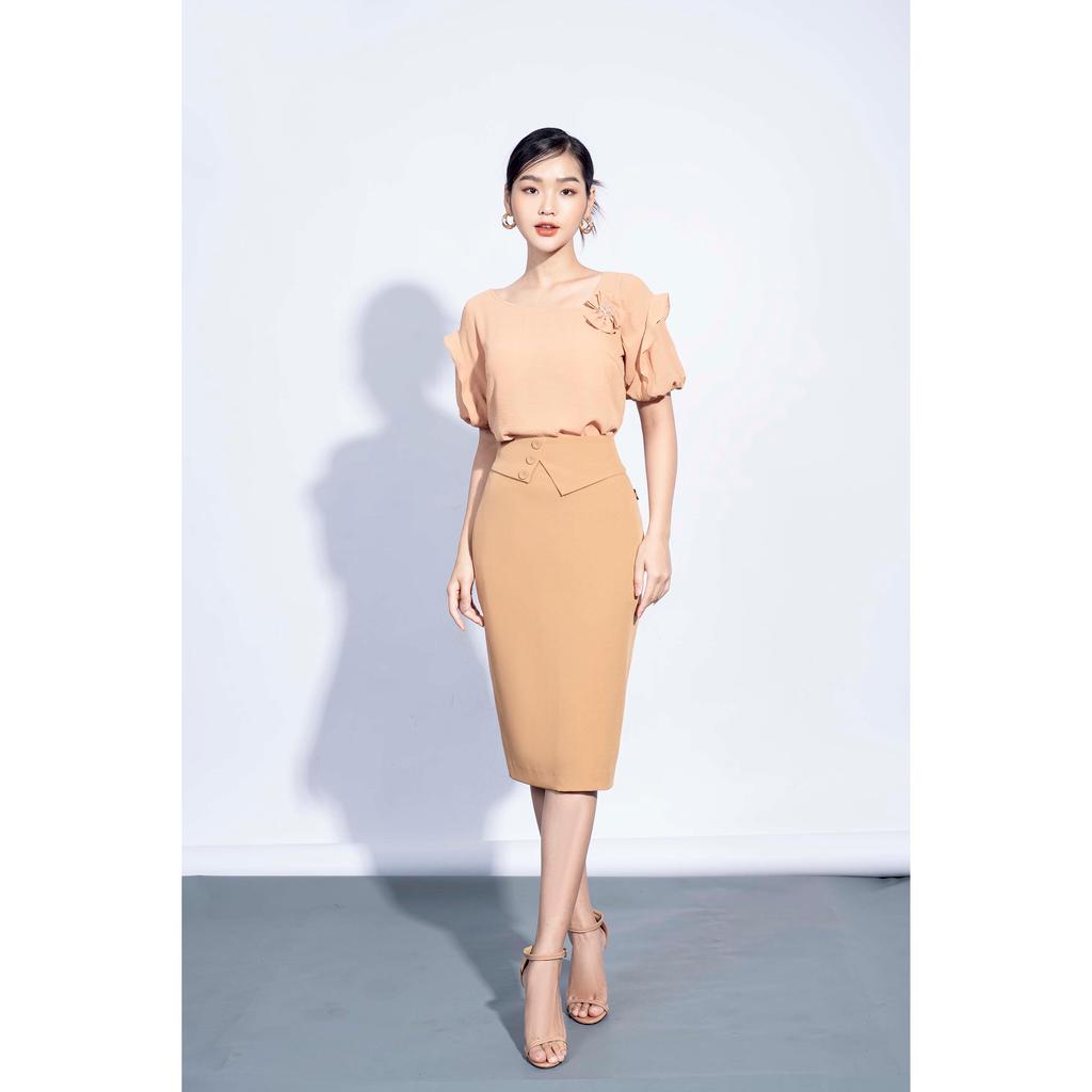 Chân váy bút chì, cạp lật vạt MMOutfit M-JU060421073