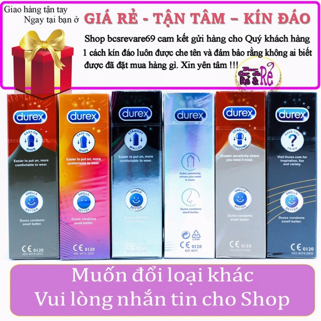 [Free Ship] Combo 5 hộp Bao Cao Su Durex tùy chọn 60bcs tặng 5 gel bôi trơn Vip