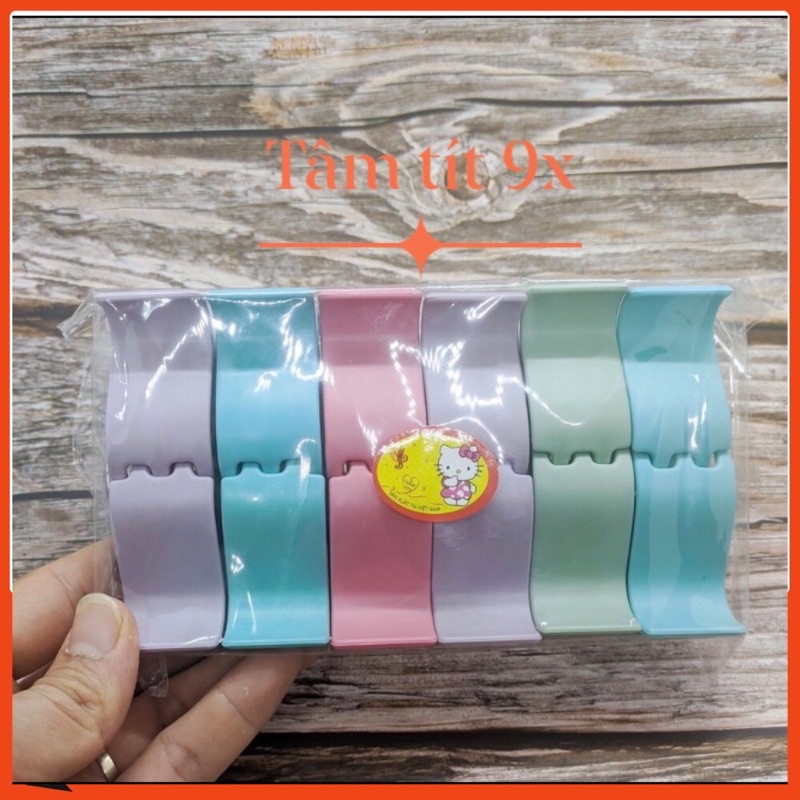 Vỉ 12 Cặp Càng Cua 5 Răng Nhám Mix 6 Màu Cao Cấp