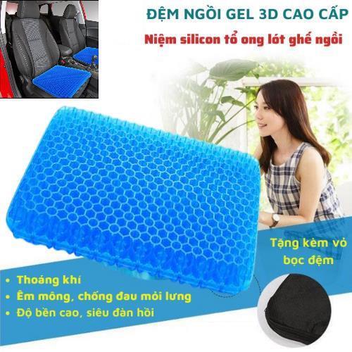 Miếng lót ghế ngồi silicon đàn hồi, đệm ngồi gel tổ ong thoáng khí êm mông chống đau lưng siêu bền cho văn phòng