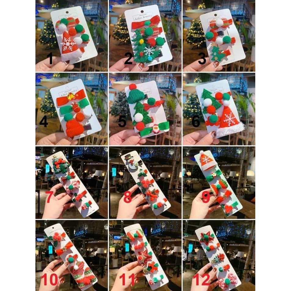 Set 5 kẹp tóc noel cho bé