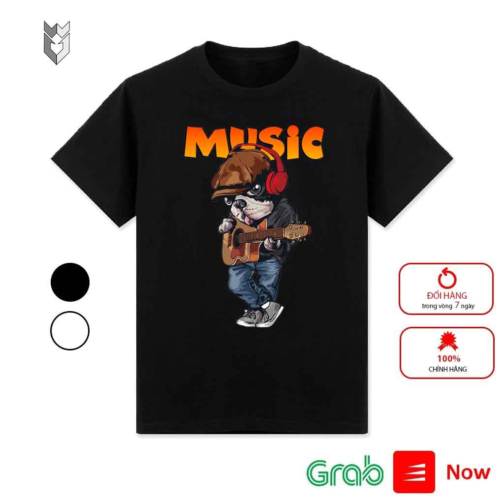 Áo thun Cao cấp chó gấu MUSIC dễ thương cotton 100%