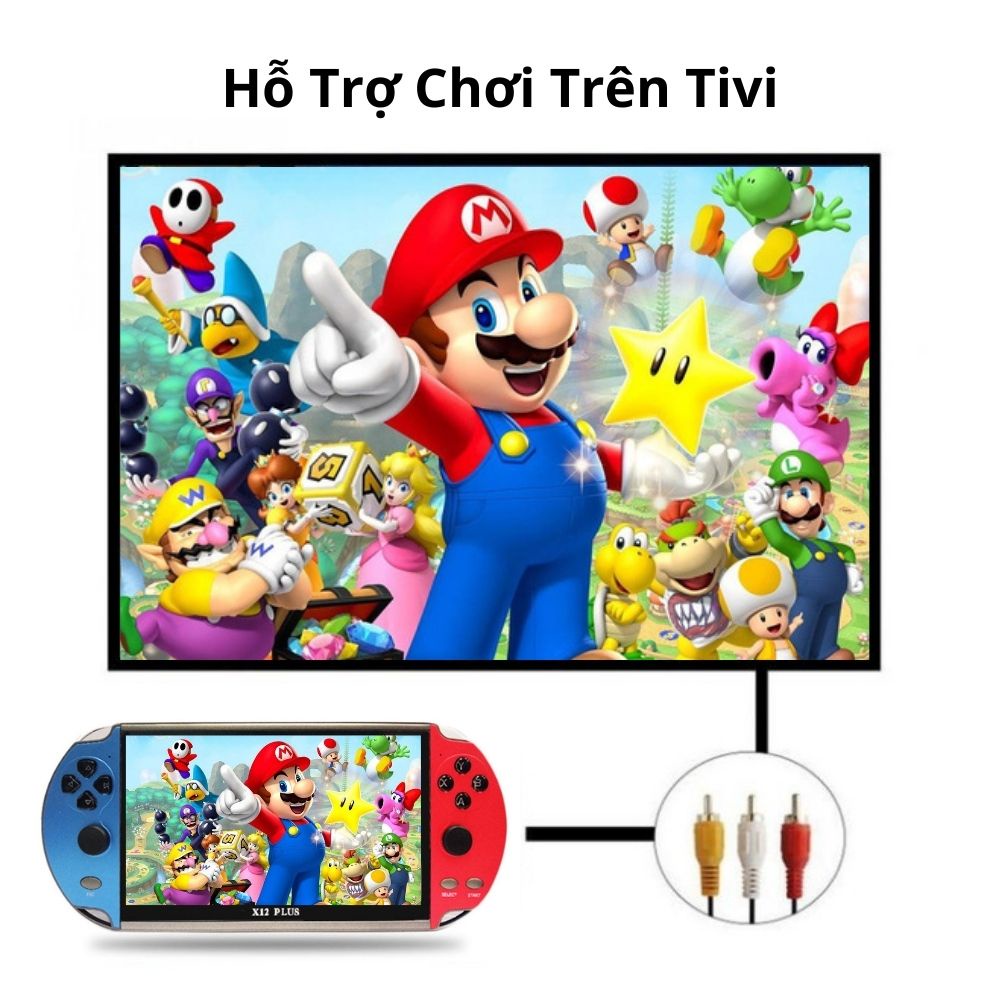 Máy chơi game cầm tay X12 PLUS - Có 10000 game , màn hình 7 inch , hỗ trợ nghe nhạc , xem phim, đọc sách -bảo hành 1 năm