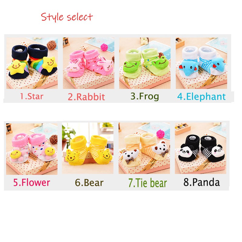 Vớ Cotton 3D Dễ Thương Chống Trượt Cho Bé Sơ Sinh