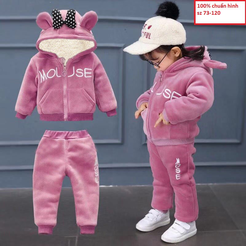 bộ nỉ nhung bé gái đẹp y hình