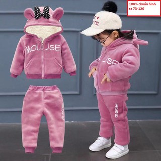bộ nỉ nhung bé gái đẹp y hình