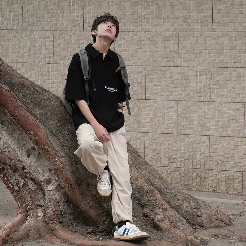 Áo Thun Polo Ngắn Tay Dáng Rộng Thời Trang Mùa Hè Hàn Quốc 2022 Dành Cho Nam