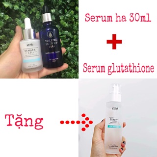 Combo serum HA + Truyền trắng mặt Glutathione tặng nước thần đẹp da Genie