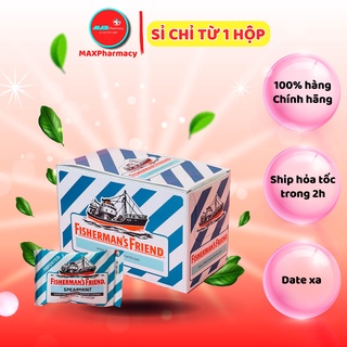  HỘP 24 GÓI Kẹo Cay Con Tàu Không Đường Fisherman's Friend Spearmint  Vị Bạc Hà Á  25g 