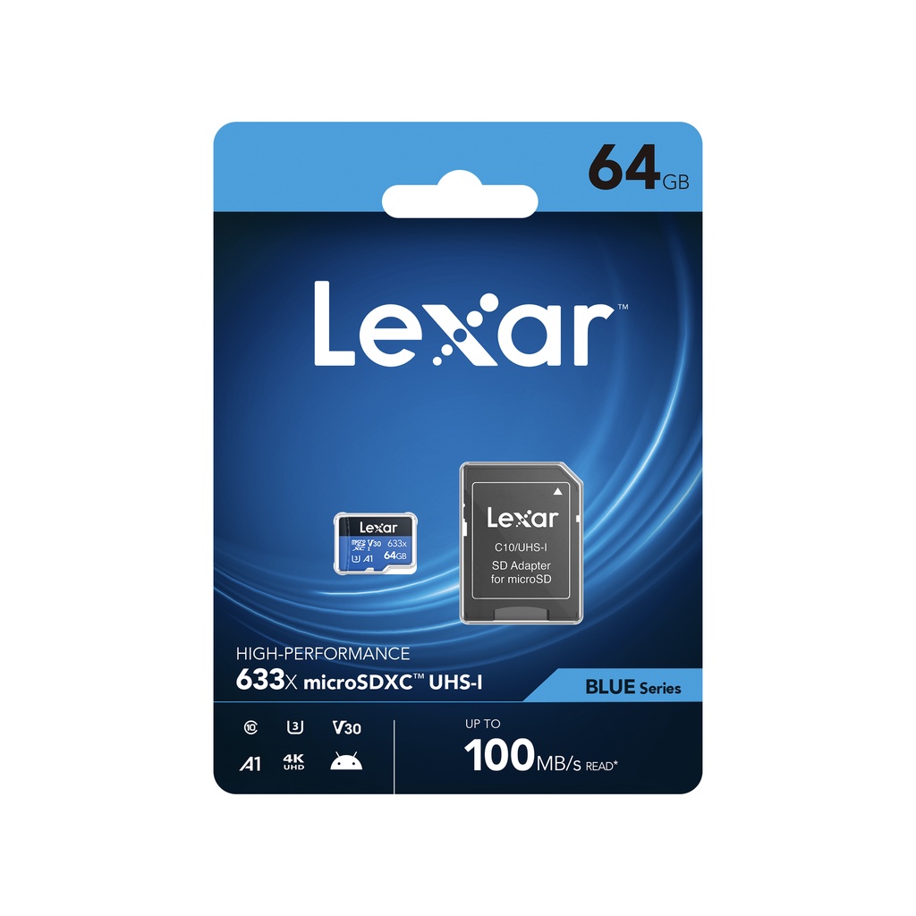 Thẻ nhớ MicroSD Lexar 64GB Class 10 U3 633x 95MB - Mai Hoàng phân phối chính hãng