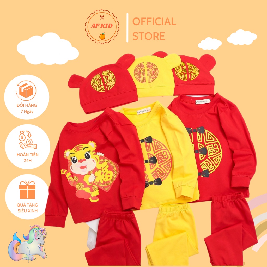 Đồ Tết Cho Bé  Cao Cấp  Bộ Minky Mom Tết NHÂM DẦN 2022 Cho Bé Trai Bé Gái Chất Cotton Siêu Co Giãn Thấm Hút Mồ Hôi Tố