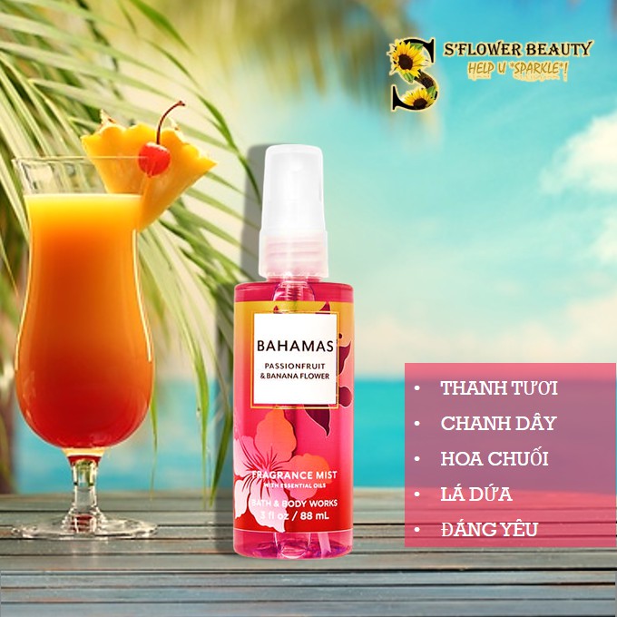 Travel Size 88ml | Xịt Thơm Nước Hoa Toàn Thân Mini Bath &amp; Body Works Body Mist | BAHAMAS | FIJI | KEY WEST | BELIZE