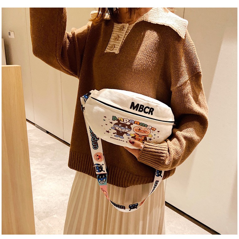 Túi Đeo Chéo Ngực Tote Canvas Họa Tiết Hoạt Hình Siêu Cute - TQ02