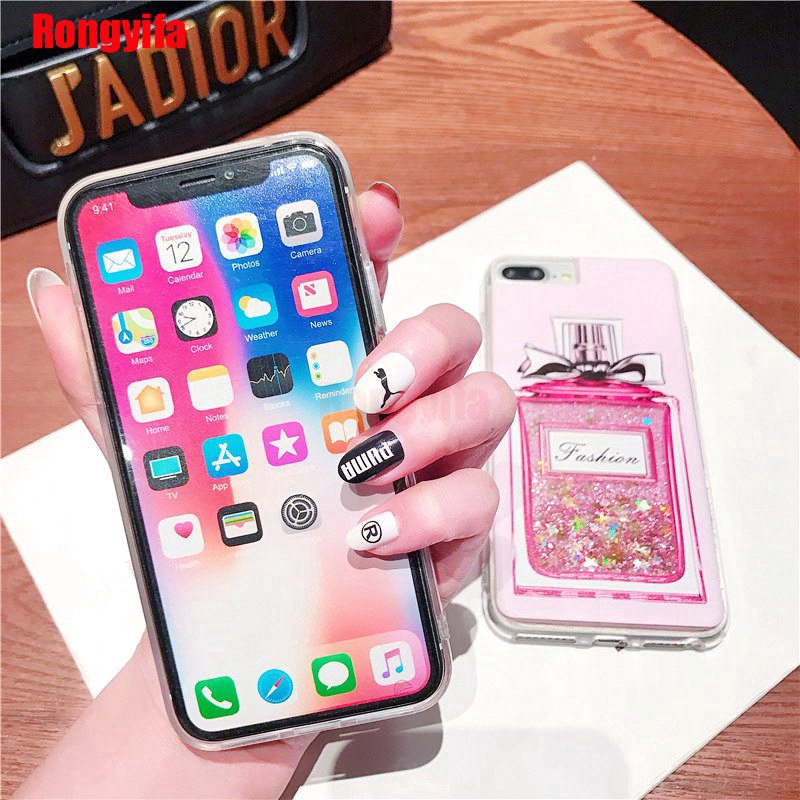 Ốp điện thoại họa tiết màu hồng dễ thương chất lỏng kim tuyến cho iPhone 11 Pro Max 8 7 6 6S Plus 5 5S SE